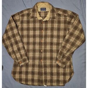 Pendleton Vintage Wool‎ Button Up Lodge Shirt 60s 70s XL USA Chest Pocket